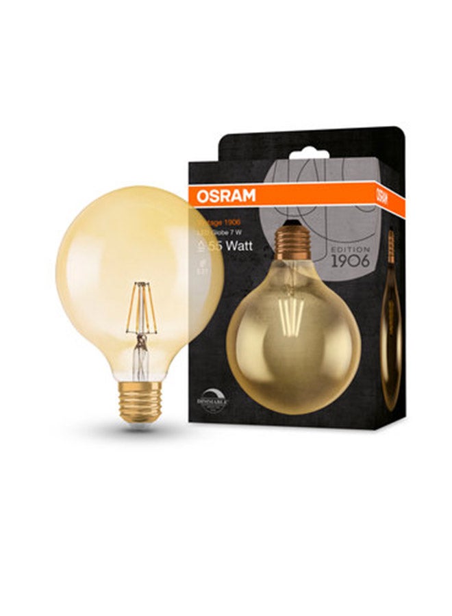 Osram - Dimmable Vintage 1906 (Ex 55W) 7W / 2500K E27 Globe LED Lamp Warm Yellow - Image 1