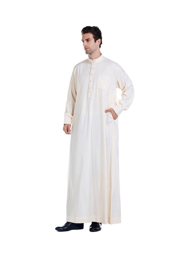 Hanyimidoo - Muslim Long Sleeve Kaftan Beige - Image 1
