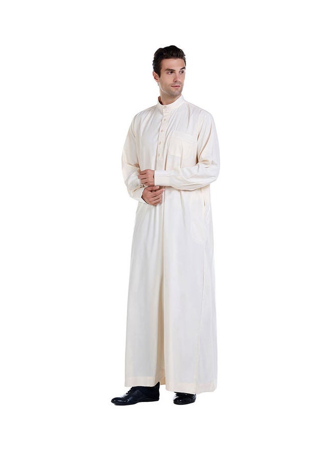 Hanyimidoo - Muslim Long Sleeve Kaftan Beige - Image 1
