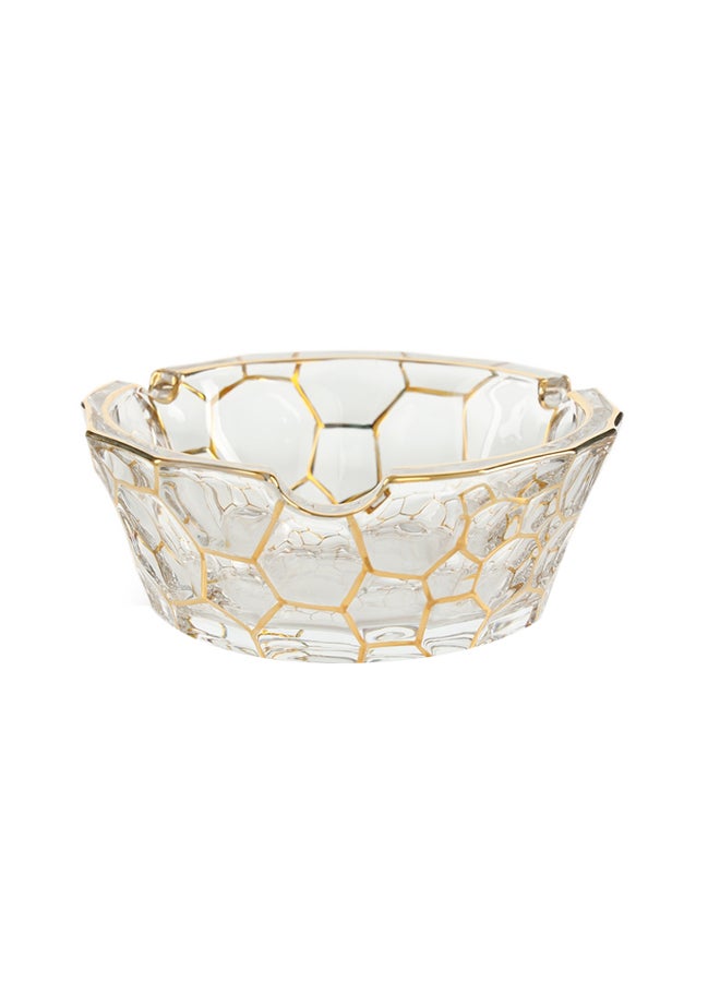 homes r us Crystal Quality Glass Ashtray Gold/Clear 13x6x9cm - Image 1