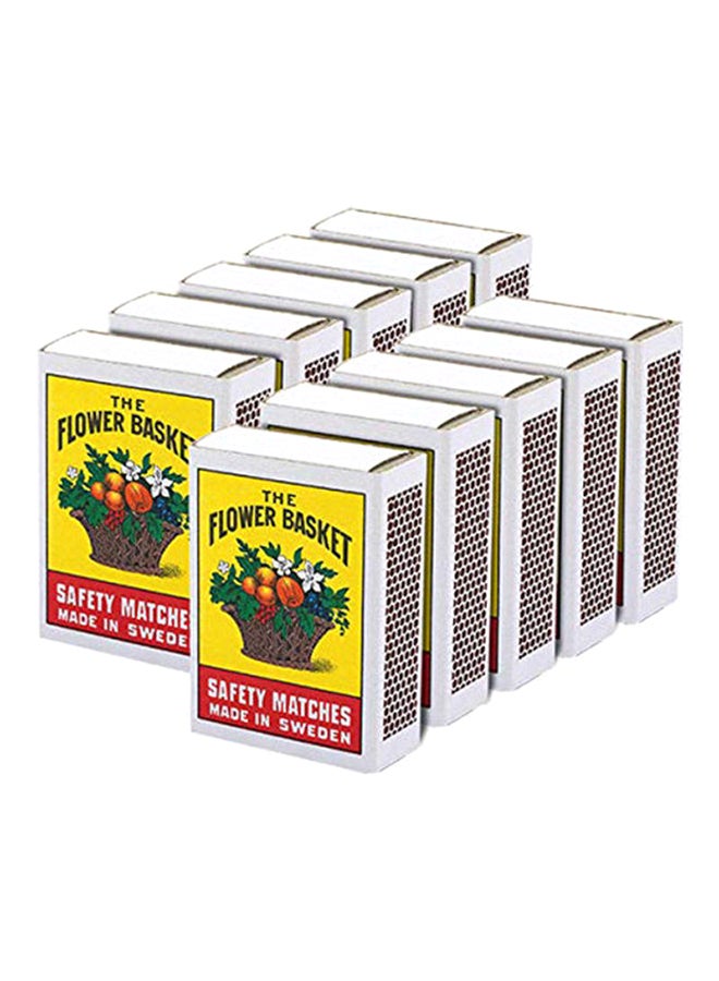 Generic Set of 10 Flower Basket Safety Match Box Yellow 10cm 