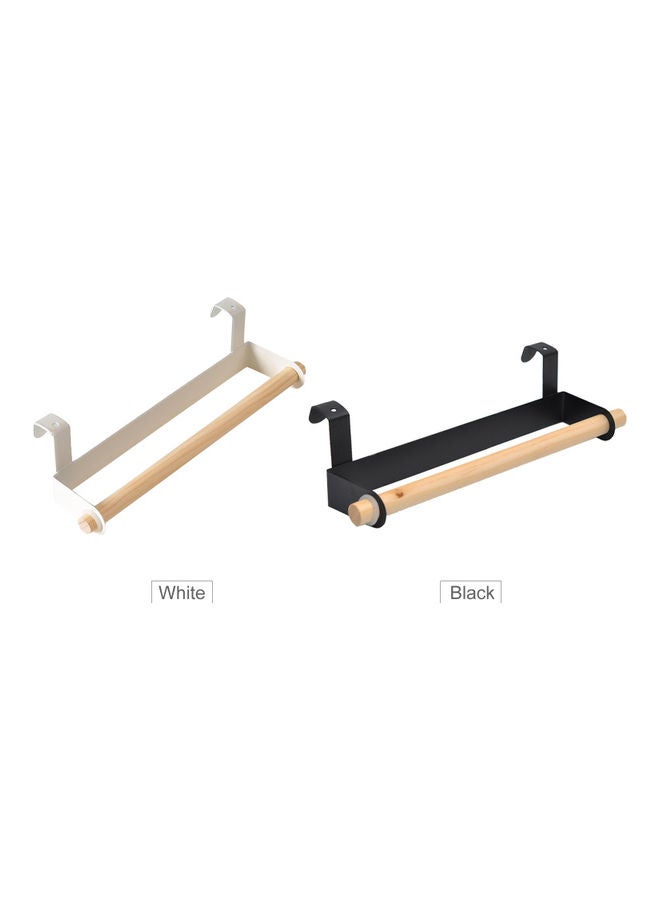 Generic - Wood Bath Towel Rack Bathroom Shelves Hang on Inside or Outside of Doors Holder White/Brown 26.00 x 6.00 x 6.50cm - Image 1