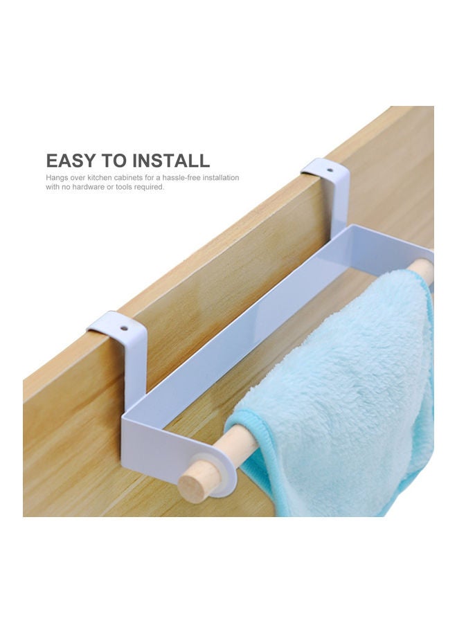 Generic - Wood Bath Towel Rack Bathroom Shelves Hang on Inside or Outside of Doors Holder White/Brown 26.00 x 6.00 x 6.50cm - Image 1