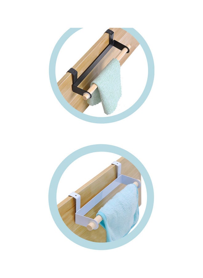 Generic - Wood Bath Towel Rack Bathroom Shelves Hang on Inside or Outside of Doors Holder White/Brown 26.00 x 6.00 x 6.50cm - Image 1
