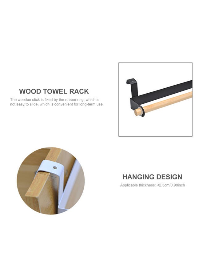 Generic - Wood Bath Towel Rack Bathroom Shelves Hang on Inside or Outside of Doors Holder White/Brown 26.00 x 6.00 x 6.50cm - Image 1