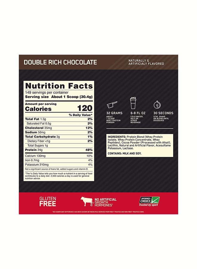 Optimum Nutrition - Gold Standard 100% Whey, Double Rich Chocolate 10lb - Image 1