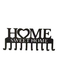 Generic 10 Key Holder Sweet Home Shaped Wall-Mounted Organizer Nail-free Drilling Metal Hanger Storage Hook for Front Door Black 26.00 x 3.00 x 11.50cm  - Image 1