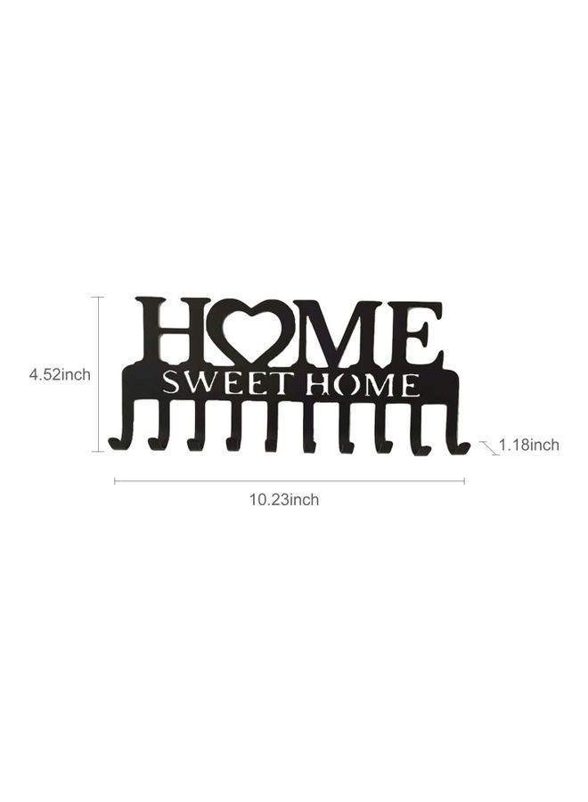 10 Key Holder Sweet Home Shaped Wall-Mounted Organizer Nail-free Drilling Metal Hanger Storage Hook for Front Door Black 26.00 x 3.00 x 11.50cm  - Image 3