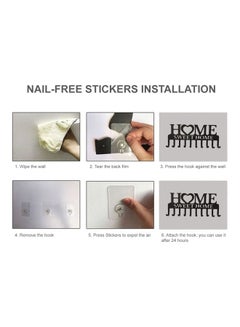 Generic 10 Key Holder Sweet Home Shaped Wall-Mounted Organizer Nail-free Drilling Metal Hanger Storage Hook for Front Door Black 26.00 x 3.00 x 11.50cm  - Image 5