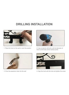 Generic 10 Key Holder Sweet Home Shaped Wall-Mounted Organizer Nail-free Drilling Metal Hanger Storage Hook for Front Door Black 26.00 x 3.00 x 11.50cm  - Image 4
