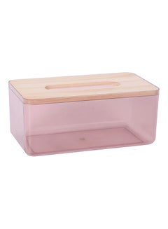 Paper Towel Dispenser Wood Tissue Box Cover Holder Pink 23.00 x 10.00 x 13.00cm