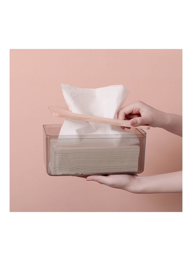 Generic - Paper Towel Dispenser Wood Tissue Box Cover Holder Pink 23.00 x 10.00 x 13.00cm - Image 1