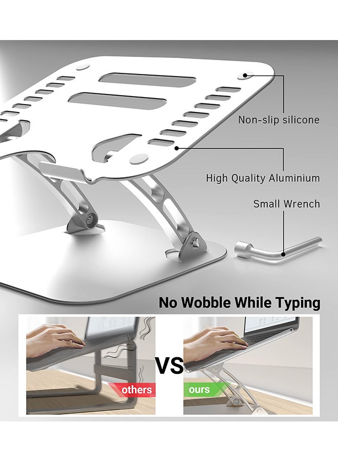 Adjustable Height Ergonomic Aluminum Laptop Stand for 10-15.6 inch Silver