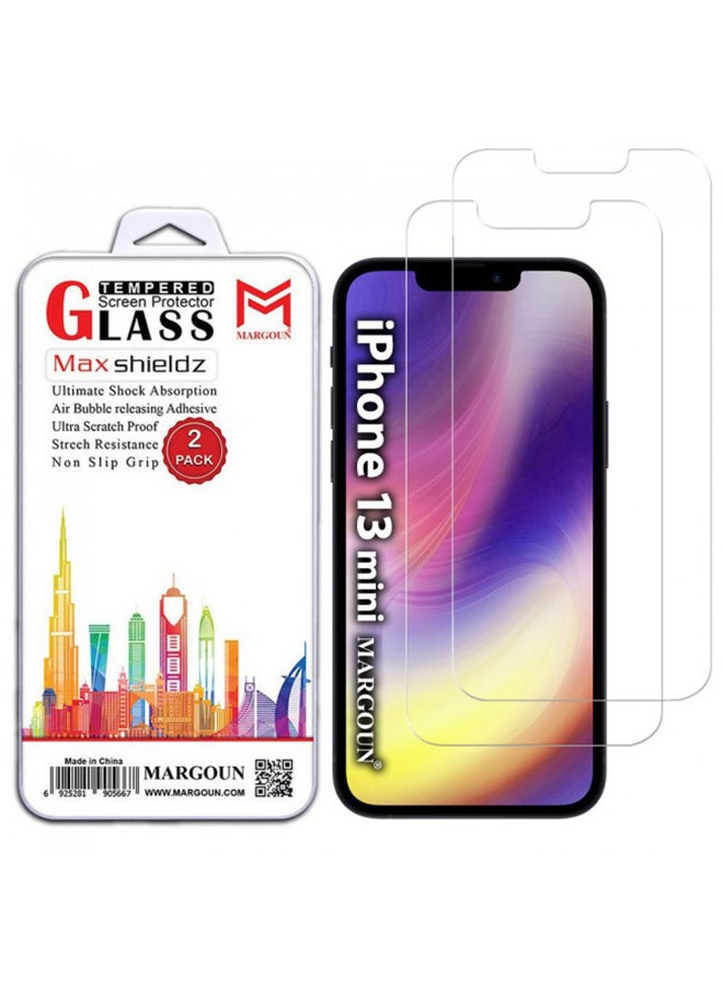 MARGOUN 2-Pack Max Shieldz Tempered Glass Screen Protector for iPhone 13 Mini Clear - Image 2