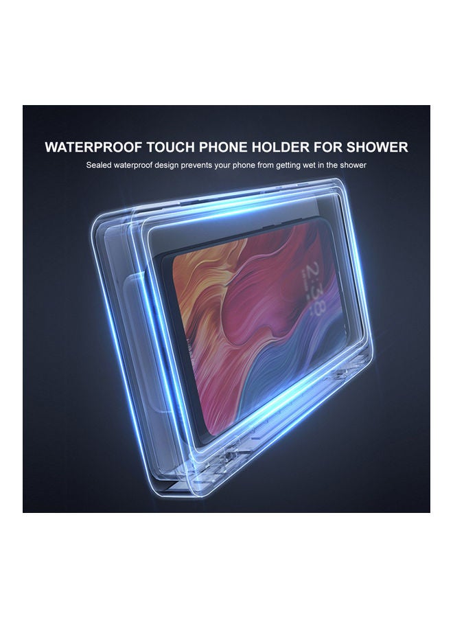 Waterproof Wall-Mounted Touch Screen Self Adhesive Anti-Fog Touch Phone Holder Blue 20.00 x 3.00 x 11.00cm  - Image 2