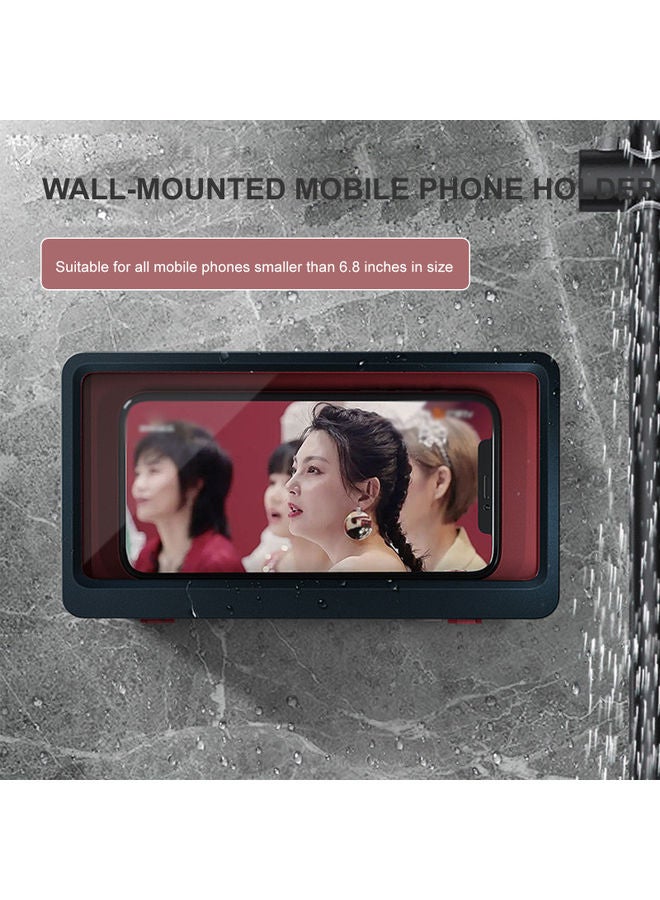 Waterproof Wall-Mounted Touch Screen Self Adhesive Anti-Fog Touch Phone Holder Blue 20.00 x 3.00 x 11.00cm  - Image 4