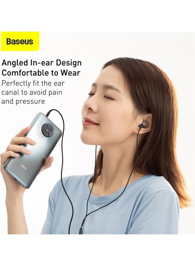 Baseus - 6D Surround sound In-ear Earphone 3.5mm Wired Earphone with Microphone Headset Stereo Sound Noise Isolating Earphones Compatible with MacBook Pro 2021,iPhone,iPod,iPad,PC,PS4/ PS5,MP3/4,Android Mobile Phone Black - Image 1