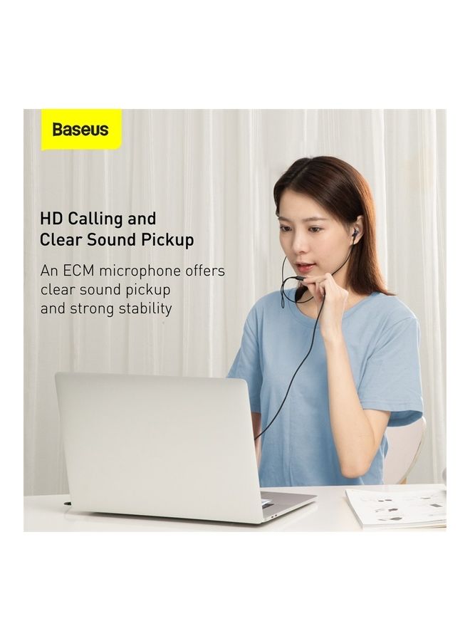 Baseus - 6D Surround sound In-ear Earphone 3.5mm Wired Earphone with Microphone Headset Stereo Sound Noise Isolating Earphones Compatible with MacBook Pro 2021,iPhone,iPod,iPad,PC,PS4/ PS5,MP3/4,Android Mobile Phone Black - Image 1