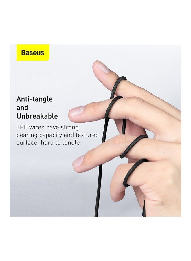 Baseus - 6D Surround sound In-ear Earphone 3.5mm Wired Earphone with Microphone Headset Stereo Sound Noise Isolating Earphones Compatible with MacBook Pro 2021,iPhone,iPod,iPad,PC,PS4/ PS5,MP3/4,Android Mobile Phone Black - Image 1