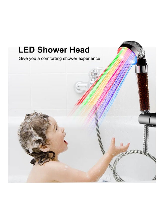 Filter Filtration 7 Colour LED Light Automatically Changing Water Saving G1/2 Bath Handheld Shower Head Replacement Multicolour 23.00 x 6.80 x 7.50cm - Image 3