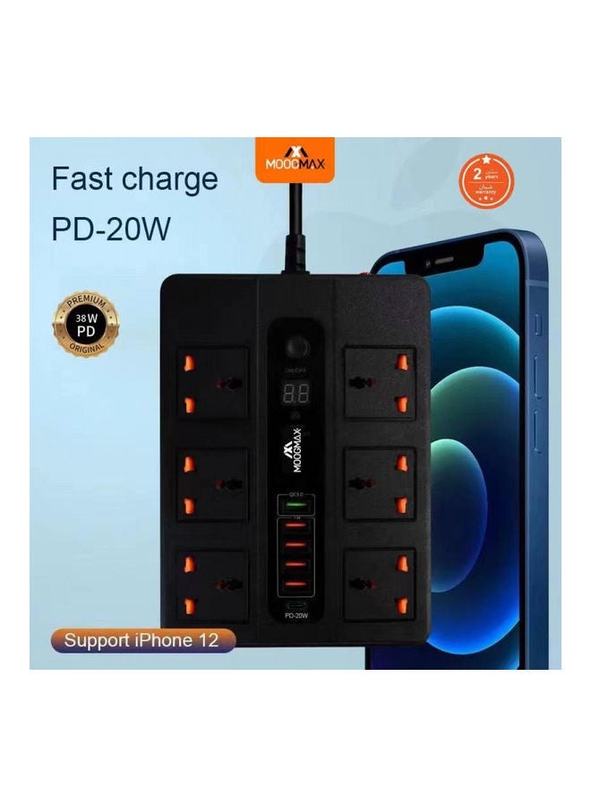 موجماكس وصلة كهربائية ب6 منافذ USB ثلاثية المنافذ أبيض  - Image 3