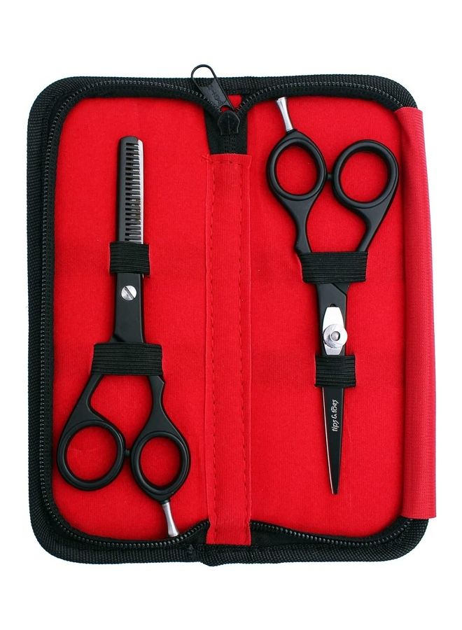 Tips & Toes - 2-Piece Professional Barber Razor Shears Set Black 14.5cm - Image 1