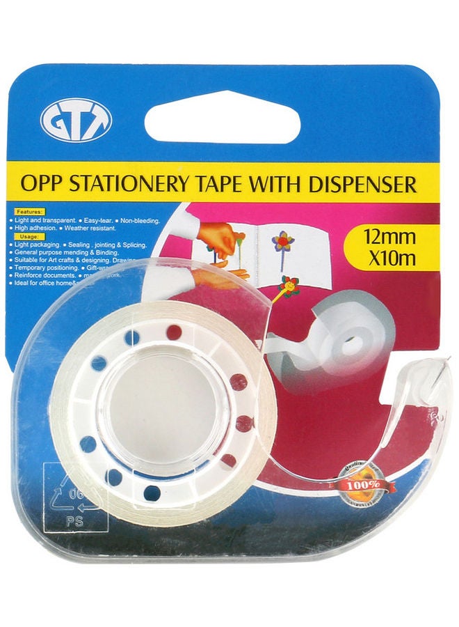 Opp Stationery Tape with Dispenser Clear