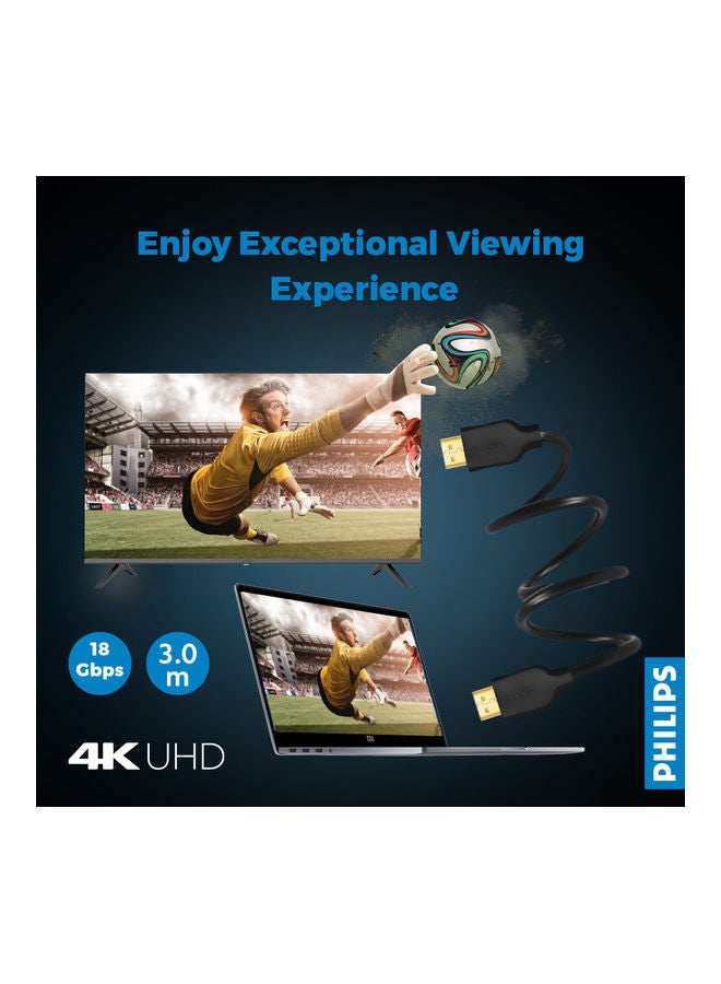 Philips 4K 60Hz 18Gbps UHD/HD HDMI Cable 3.0 Meter Black  - Image 3