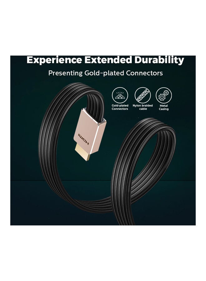 Philips 8K 60Hz HDMI 2.1 Cable For Gaming And Home Theater, 3m Length, Ultra HD, Dynamic HDR,  48Gbps High-Speed Data Transfer, Gold-Plated Connectors, 28 AWG Pure Copper Wire, Nylon Braided Cable, Wide Compatibility - Black - Image 4