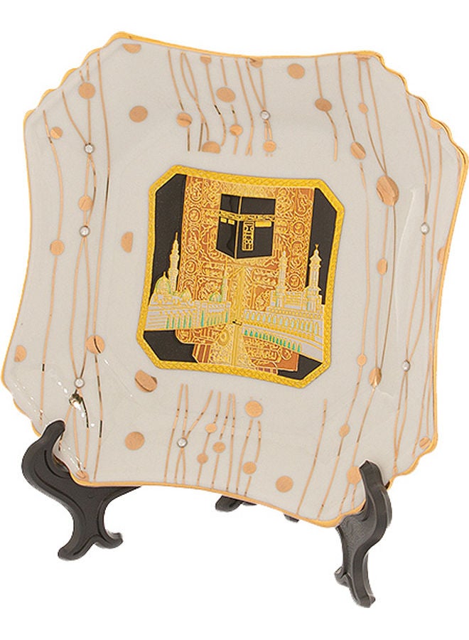دانيا طبق برسمة المسجد الحرام للديكور أسود 14 x 14سم - Image 1