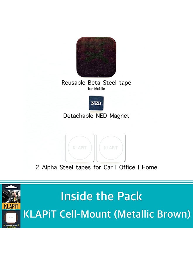 كلابيت حامل هاتف محمول بوحدة تثبيت خلوية للسيارات والمنازل والمكاتب لون معدني بني - Image 2