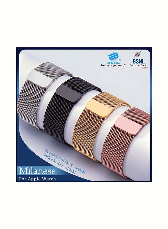 BSNL - Replacement Strap 42mm/44mm/45mm/49mm Milanese Loop Band For Apple Watch Series 1/2/3/4/5/6/7/8/SE Rose Gold - Image 1