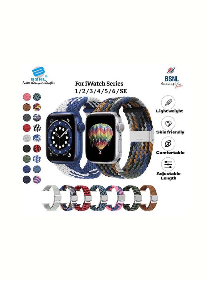 بي إس إن إل حزام بديل 42 مم/44 مم/45 مم/49 مم قابل للتعديل من النايلون المضفر بحلقة منفردة بنمط W لسلسلة Apple Watch 1/2/3/4/5/6/7/8/SE - Image 2
