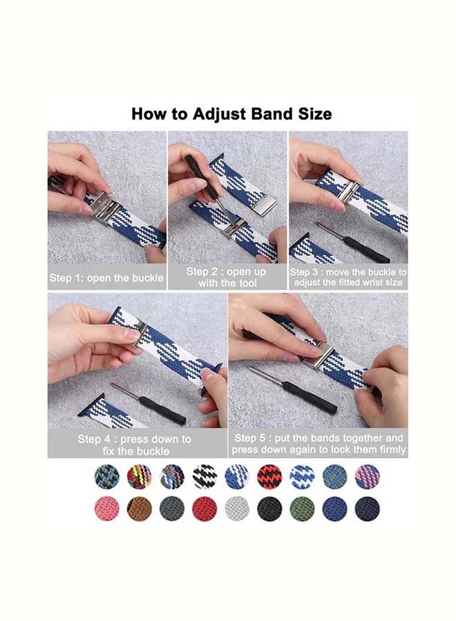 بي إس إن إل حزام بديل 42 مم/44 مم/45 مم/49 مم قابل للتعديل من النايلون المضفر بحلقة منفردة بنمط W لسلسلة Apple Watch 1/2/3/4/5/6/7/8/SE - Image 5