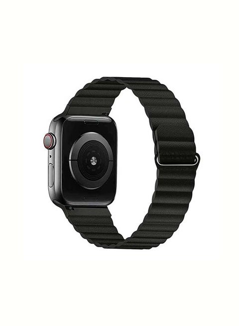 Replacement Strap 42mm/44mm/45mm/49mm Leather Magnetic Loop Band For Apple Watch Series 1/2/3/4/5/6/7/8/SE Black