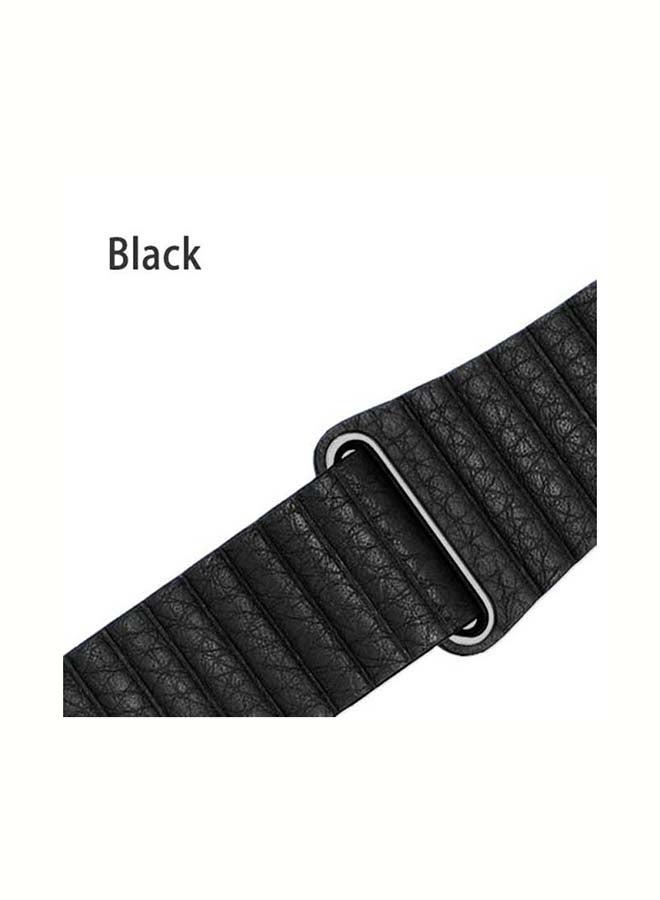 BSNL - Replacement Strap 42mm/44mm/45mm/49mm Leather Magnetic Loop Band For Apple Watch Series 1/2/3/4/5/6/7/8/SE Black - Image 1