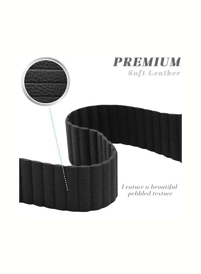 BSNL - Replacement Strap 42mm/44mm/45mm/49mm Leather Magnetic Loop Band For Apple Watch Series 1/2/3/4/5/6/7/8/SE Black - Image 1