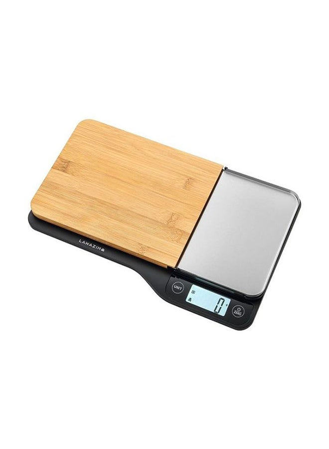 LAWAZIM Kitchen Scale With Removable Chopping Board 50001 Silver/Brown/Black  - Image 1