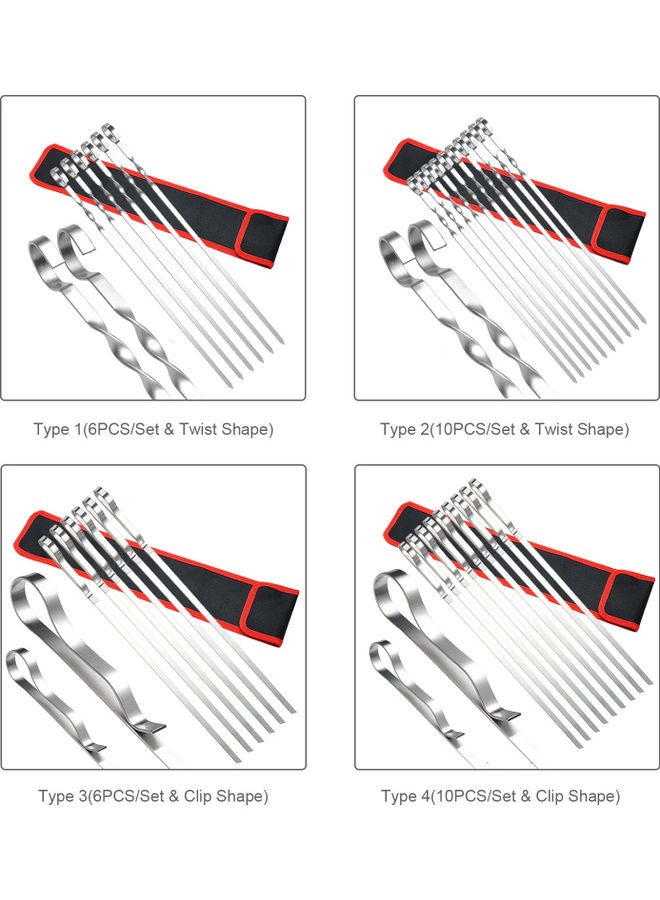 Generic 6-Piece Barbecue Skewer Sticks With Storage Bag Tool Silver 43.00x1.50x7.00cm - Image 2