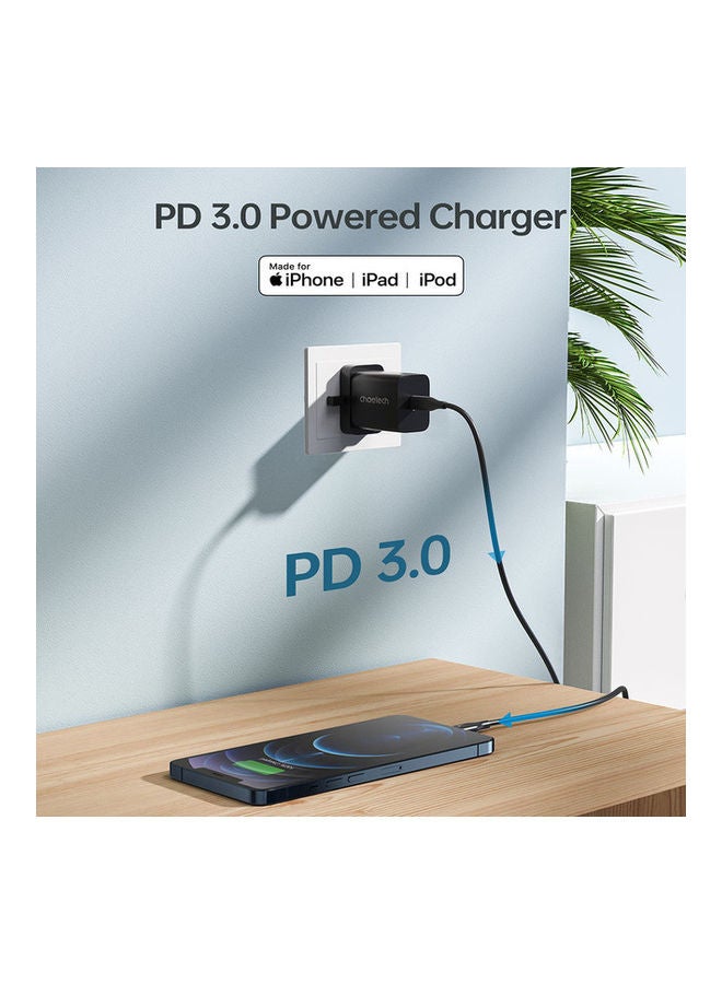 20W PD 3.0 USB-C Power Adapter For Apple/Android Black