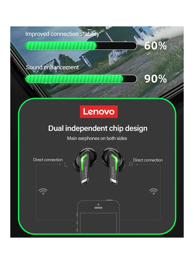 Lenovo GM3 Game Earphones Wireless BT5.0 Black - Image 4