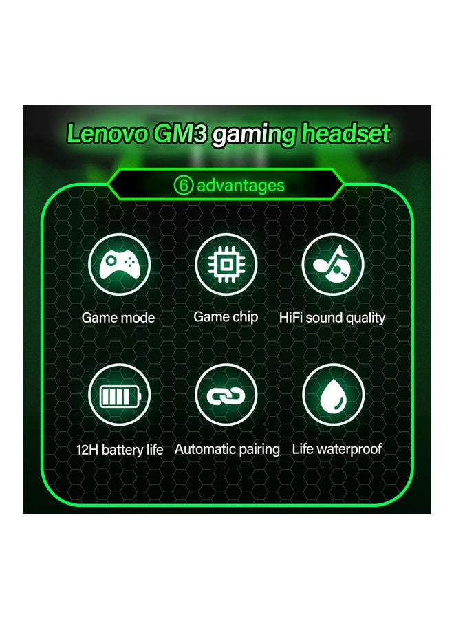 Lenovo GM3 Game Earphones Wireless BT5.0 Black - Image 5