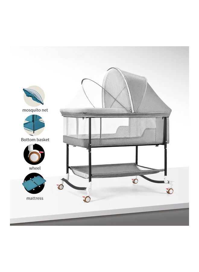 Kidle - Grey Portable Child Sleeping Basket Bed European Style Folding Crib 9 12 Months - Image 1
