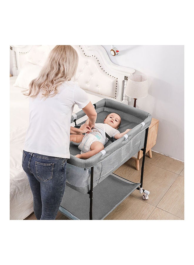 Kidle - Grey Portable Child Sleeping Basket Bed European Style Folding Crib 9 12 Months - Image 1