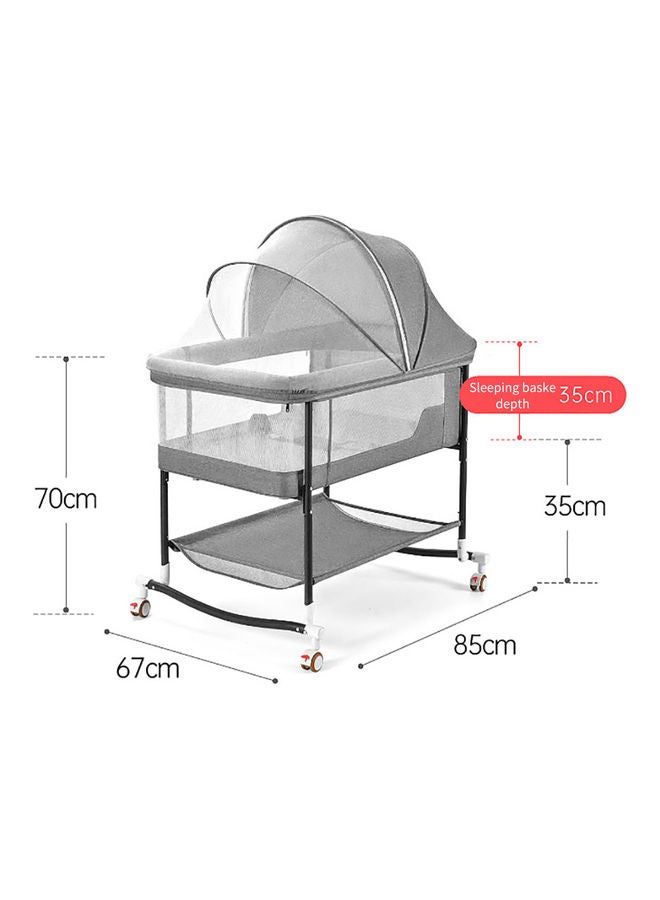Kidle - Grey Portable Child Sleeping Basket Bed European Style Folding Crib 9 12 Months - Image 1