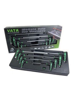 VATA Set Of 8 Twin Arm T-Handle Hex Key Multicolour 