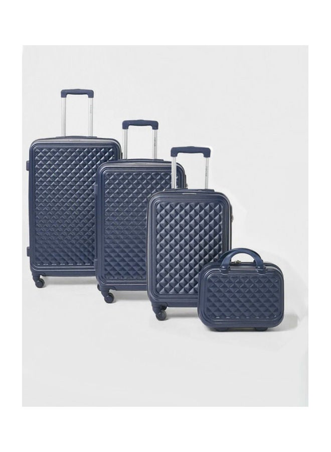 PARTNER - 4-Piece Textured Checkered Luggage Trolley Set Blue - Image 1