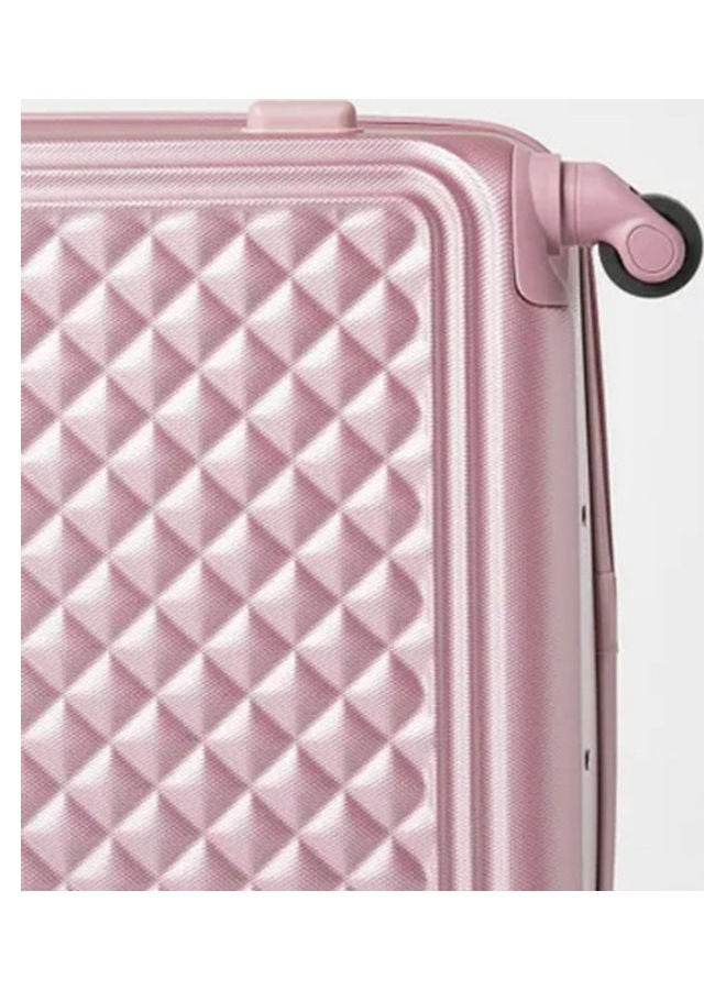 PARTNER - 4-Piece Textured Checkered Luggage Trolley Set Light Pink - Image 1