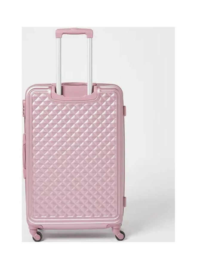 PARTNER - 4-Piece Textured Checkered Luggage Trolley Set Light Pink - Image 1