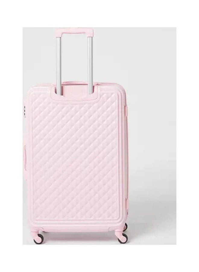 PARTNER - 3-Piece Textured Checkered Luggage Trolley Set Pink - Image 1